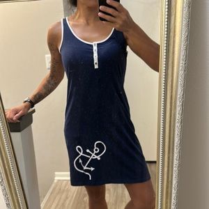 Nautica Navy Blue with White Trim Sleeveless Dress! Size Small